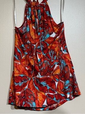 Tommy Bahama Red and Blue Floral tie neck Tank Top